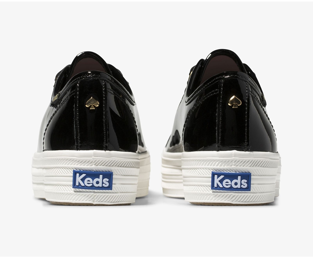 Tenis Keds Mujer Negros - Kate Spade New York Triple Kick Patent Cuero - 3972-YMCBJ